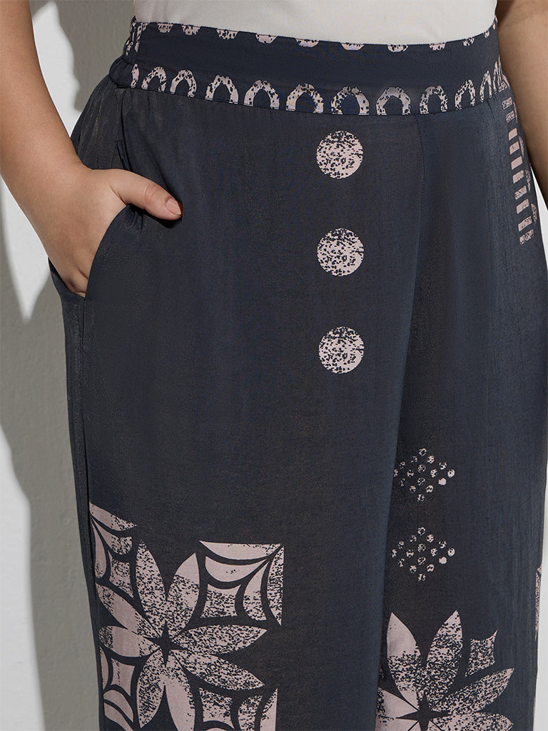 Diza Black Printed Palazzos - Image 3
