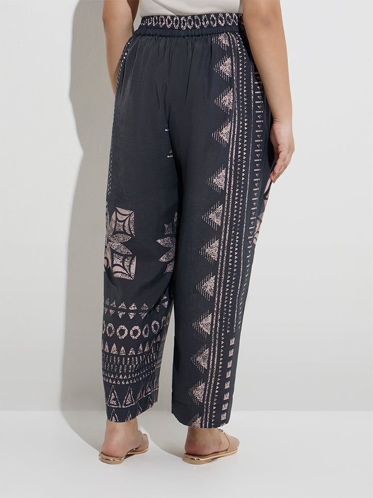 Diza Black Printed Palazzos - Image 4