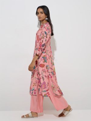 Utsa Pink Solid Palazzos