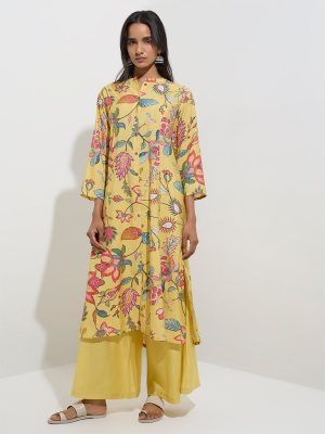 Utsa Yellow Solid Palazzos