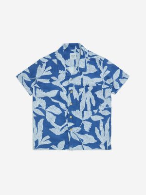 HOP Kids Blue Botanical Printed Cotton Shirt