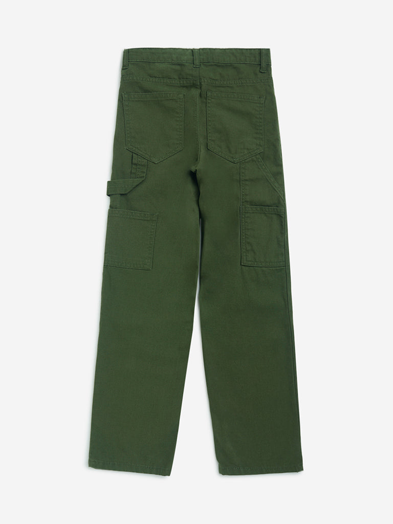 Y&F Kids Olive Straight-Fit Mid-Rise Jeans - Image 3