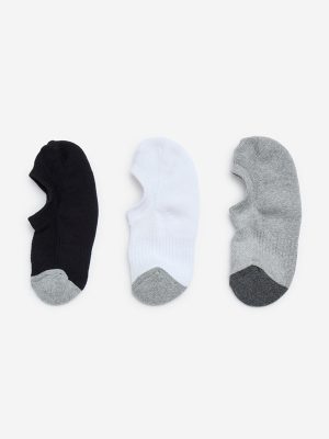 WES Lounge Black No-Show Cotton-Blend Socks - Pack of 3