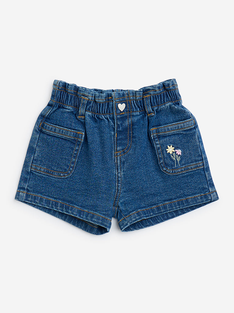 HOP Baby Blue High-Rise Denim Shorts