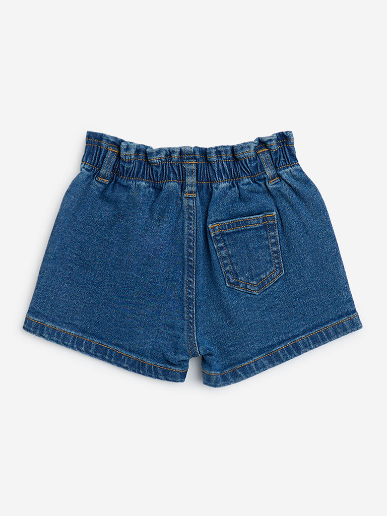 HOP Baby Blue High-Rise Denim Shorts - Image 2