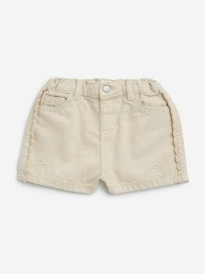 HOP Baby Light Taupe High-Rise Denim Shorts