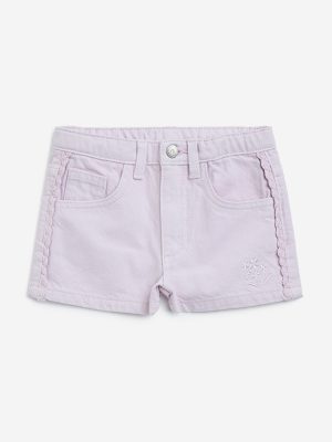 HOP Kids Lilac High-Rise Denim Shorts