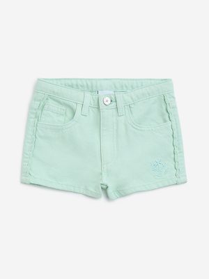 HOP Kids Mint High-Rise Denim Shorts
