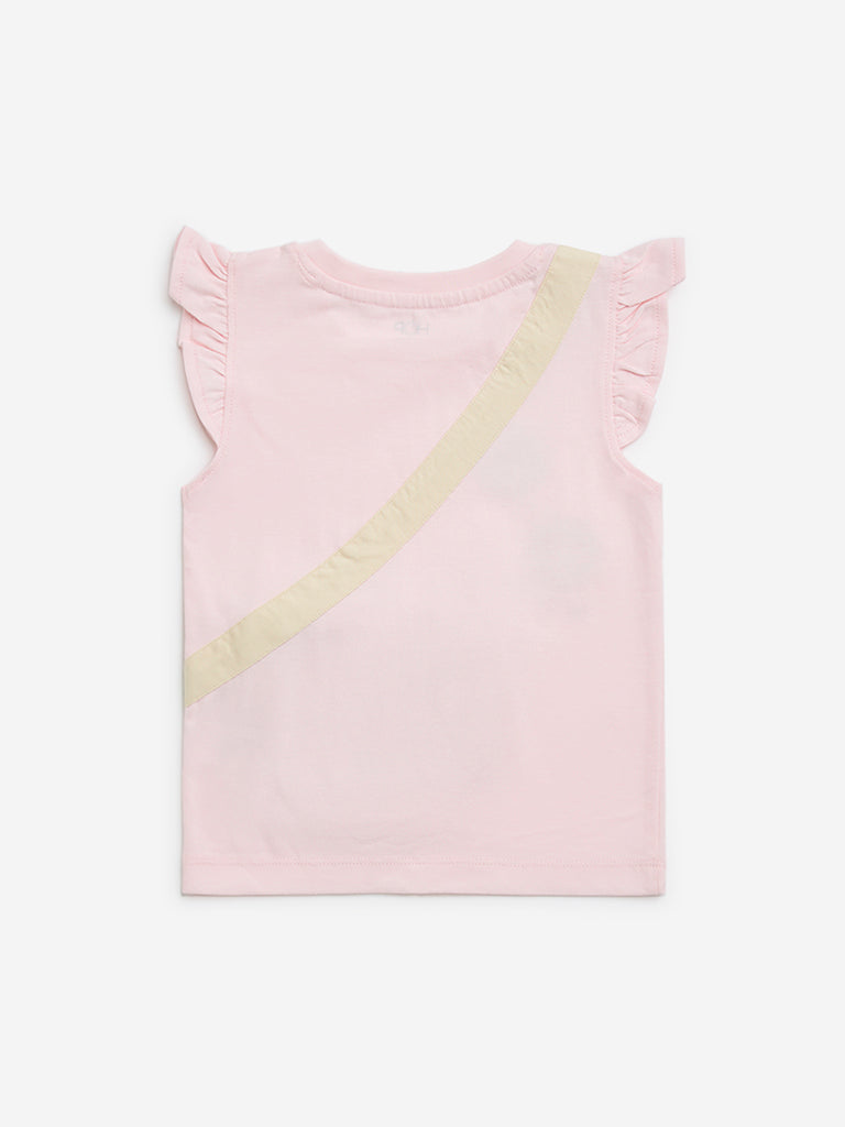 HOP Kids Pink Sequin Embellished Cotton T-Shirt - Image 2