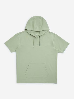 Y&F Kids Sage Text Design Relaxed-Fit Cotton-Blend Hoodie
