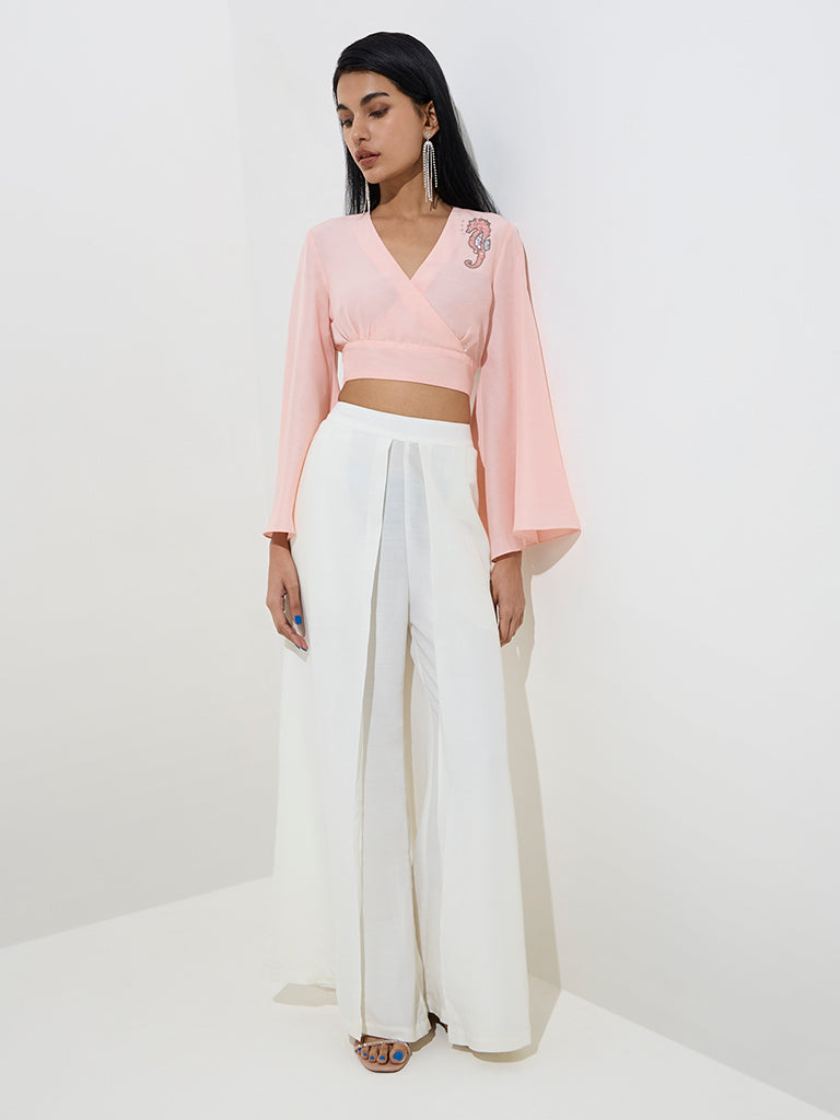 Vark Off-White High-Rise Palazzos - Image 3