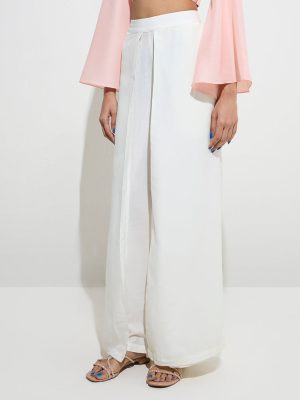 Vark Off-White High-Rise Palazzos