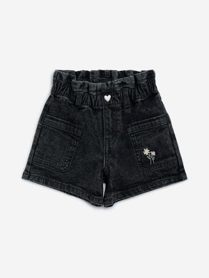 HOP Kids Charcoal Mid-Rise Denim Shorts