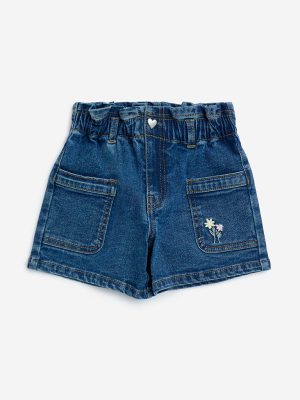 HOP Kids Dark Blue Mid-Rise Denim Shorts