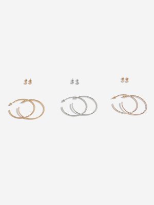 Westside Accessories Gold & Silver Stud and Hoop Earrings - Pack of 6