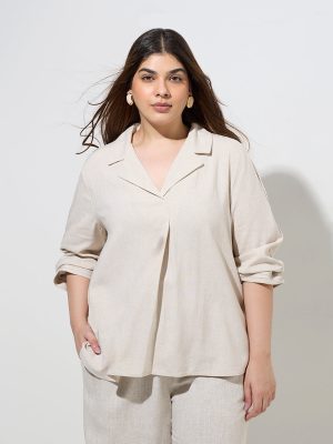 Gia Beige Solid Blouse