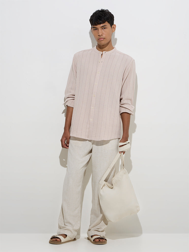 ETA Lilac Striped Relaxed-Fit Cotton Shirt - Image 3