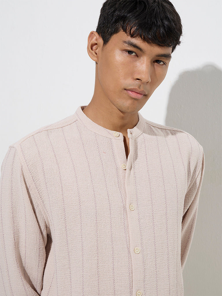 ETA Lilac Striped Relaxed-Fit Cotton Shirt - Image 4