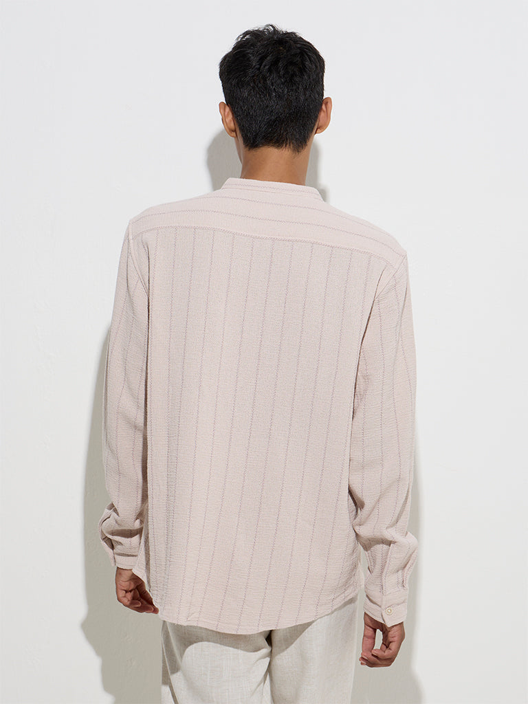 ETA Lilac Striped Relaxed-Fit Cotton Shirt - Image 5