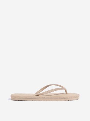 LUNA BLU Beige Woven-Textured Flip-Flops