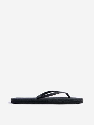 LUNA BLU Black Textured Flip-Flops