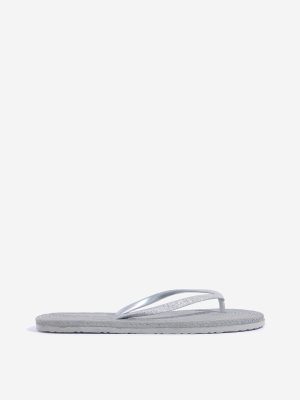 LUNA BLU Light Grey Woven-Textured Flip-Flops