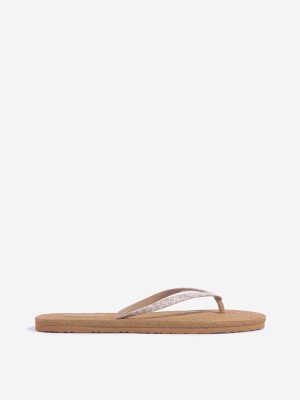 LUNA BLU Taupe Woven-Textured Flip-Flops
