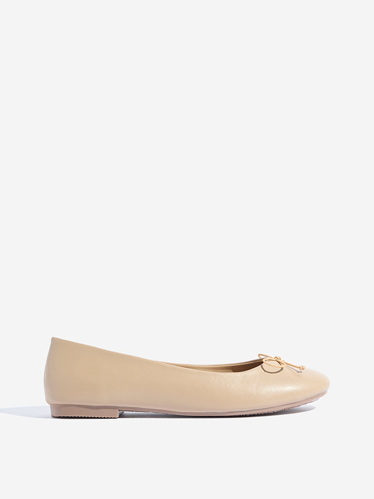 LUNA BLU Beige Bow-Detailed Ballerina