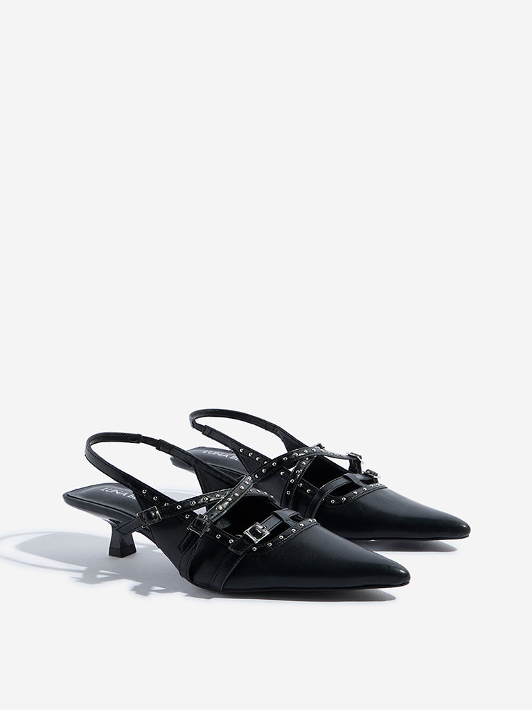 LUNA BLU Black Stud Design Mules - Image 2