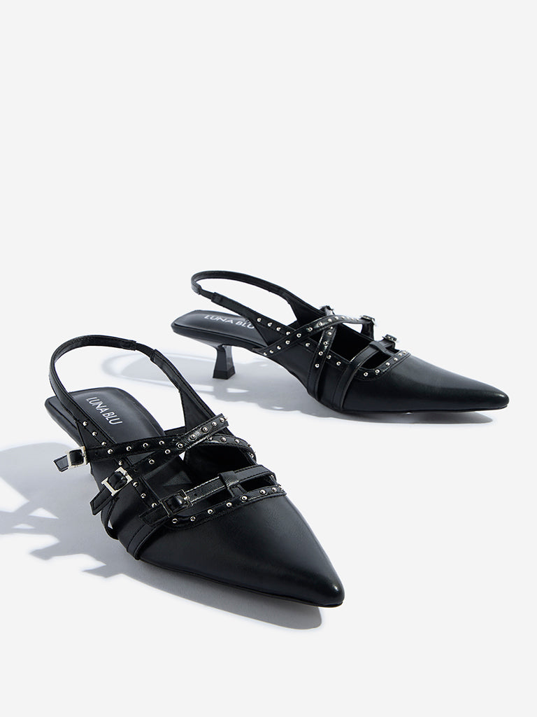 LUNA BLU Black Stud Design Mules - Image 3