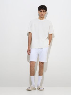 WES Lounge Off-White Relaxed-Fit Cotton-Blend T-Shirt