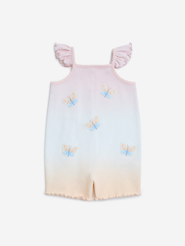 HOP Baby Multicolour Butterfly Design Cotton-Blend Bodysuit