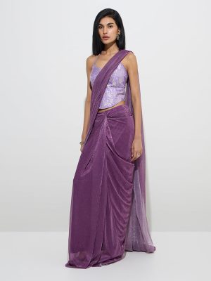 Vark Lavender Brocade Corset-Style Ethnic Blouse