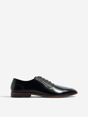 SOLEPLAY Black Mesh-Detailed Oxford Shoes