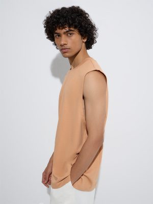 Studiofit Light Orange Relaxed-Fit Cotton-Blend T-Shirt