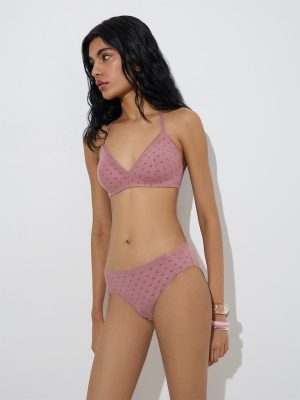 Superstar Dusty Pink Heart Design Mesh Briefs