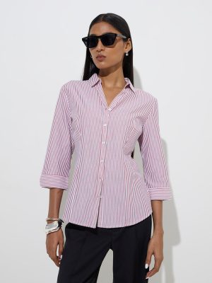 Wardrobe Red Stripe Printed Shirt