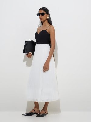 Wardrobe Black Accordion Pleated A-Line Dress