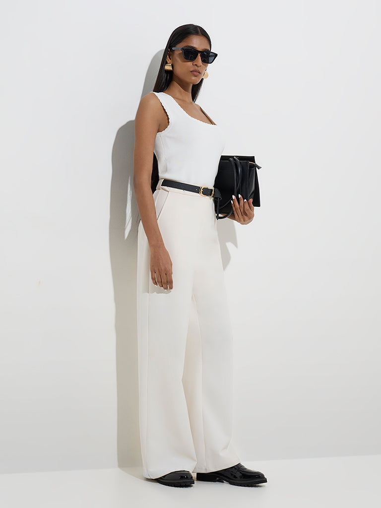 Wardrobe Ivory Ribbed-Textured Top - Image 3