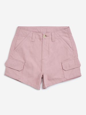 Y&F Kids Dusty Pink High-Rise Cotton Shorts