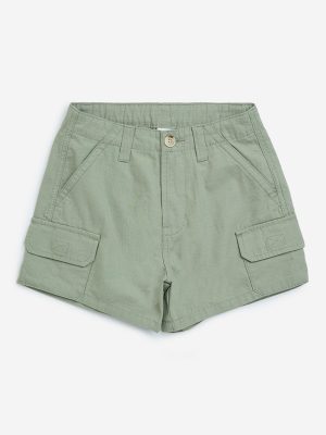 Y&F Kids Sage High-Rise Cotton Shorts
