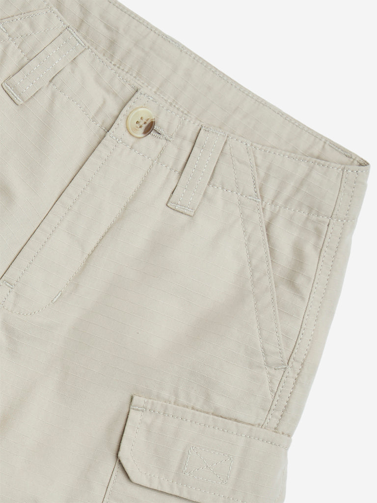 Y&F Kids Beige High-Rise Cotton Shorts - Image 4