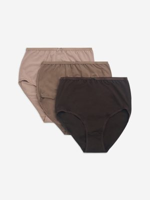 Wunderlove Brown Cotton-Blend Full Briefs - Pack of 3