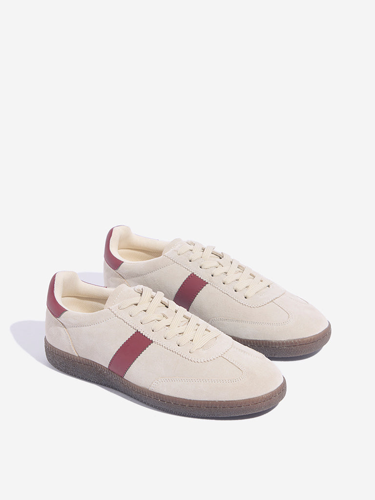 LUNA BLU Beige Suede Lace-Up Sneakers - Image 2