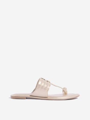 LUNA BLU Light Gold Kolhapuri Sandals