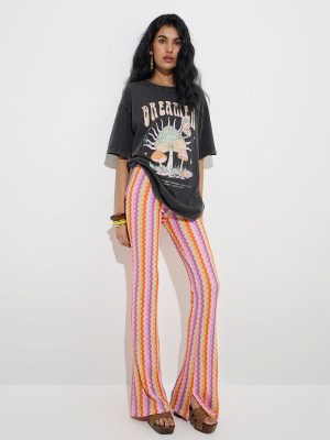 Nuon Multicolour Chevron-Patterned High-Rise Pants