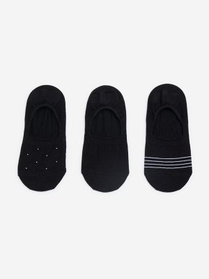 WES Lounge Black No-Show Cotton-Blend Socks - Pack of 3