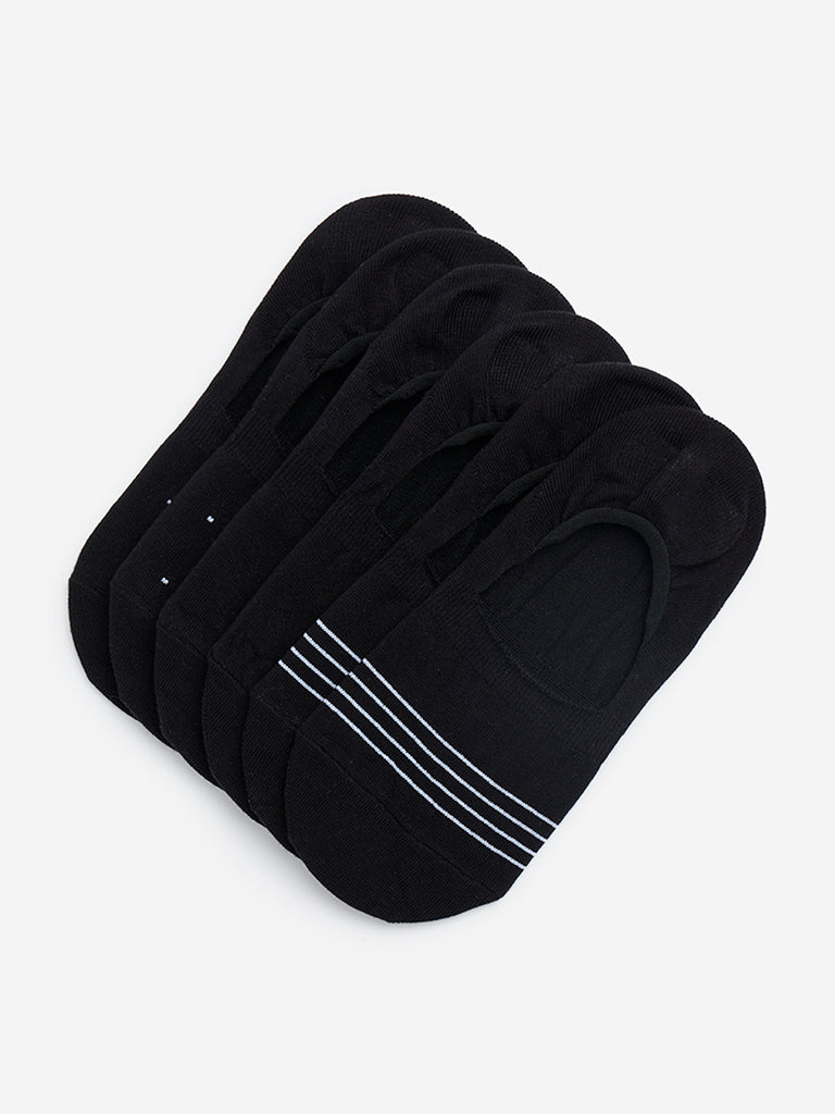 WES Lounge Black No-Show Cotton-Blend Socks - Pack of 3 - Image 2