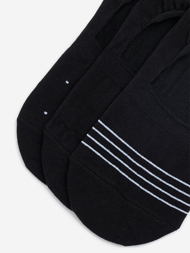WES Lounge Black No-Show Cotton-Blend Socks - Pack of 3 - Image 3