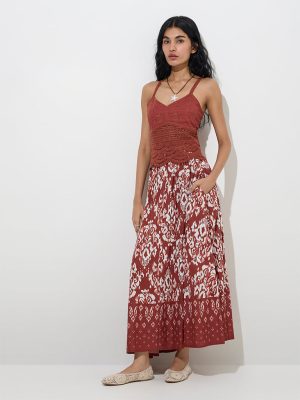 Bombay Paisley Rust Crochet-Knitted Cotton Top